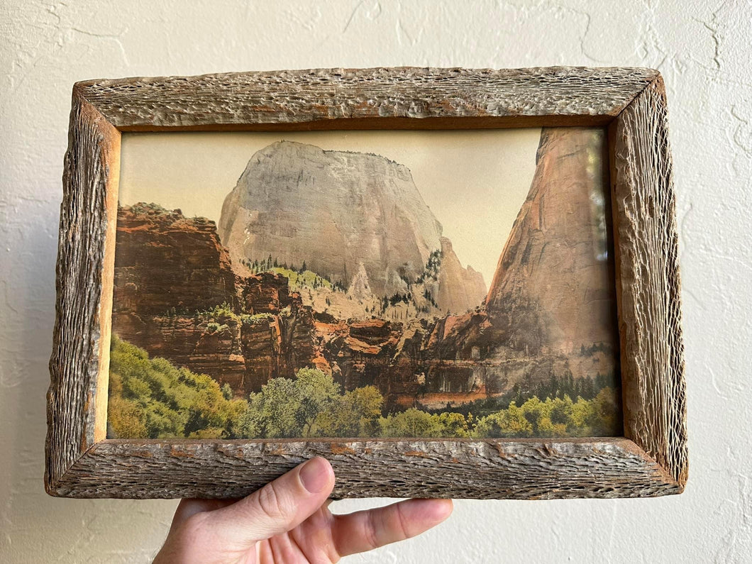 1930’s Saguaro Wood Frame & Grand Canyon Photo (Hand Tinted)