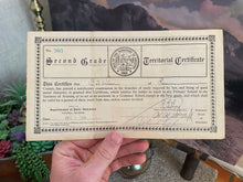Load image into Gallery viewer, Arizona Territorial Teaching Certificate (1908)
